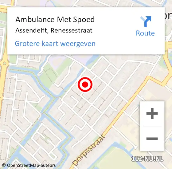 Locatie op kaart van de 112 melding: Ambulance Met Spoed Naar Assendelft, Renessestraat op 17 augustus 2021 13:06