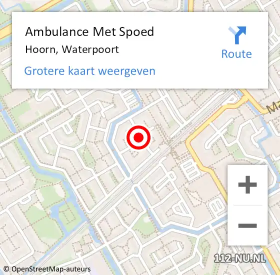 Locatie op kaart van de 112 melding: Ambulance Met Spoed Naar Hoorn, Waterpoort op 17 augustus 2021 13:10