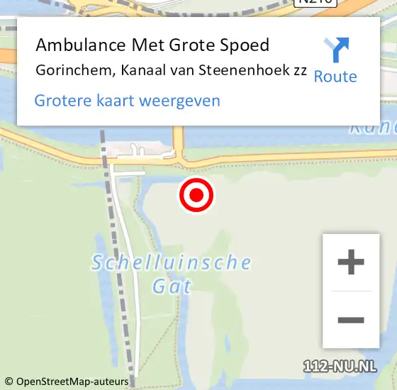 Locatie op kaart van de 112 melding: Ambulance Met Grote Spoed Naar Gorinchem, Kanaal van Steenenhoek zz op 17 augustus 2021 13:32