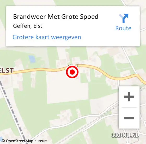 Locatie op kaart van de 112 melding: Brandweer Met Grote Spoed Naar Geffen, Elst op 17 augustus 2021 13:46