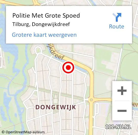Locatie op kaart van de 112 melding: Politie Met Grote Spoed Naar Tilburg, Dongewijkdreef op 17 augustus 2021 13:47