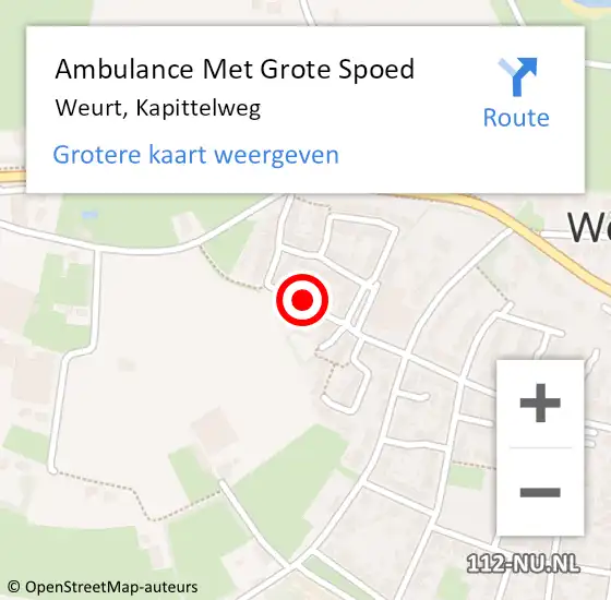 Locatie op kaart van de 112 melding: Ambulance Met Grote Spoed Naar Weurt, Kapittelweg op 17 augustus 2021 13:49