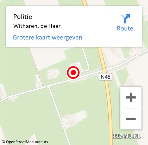 Locatie op kaart van de 112 melding: Politie Witharen, de Haar op 17 augustus 2021 13:53