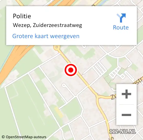 Locatie op kaart van de 112 melding: Politie Wezep, Zuiderzeestraatweg op 17 augustus 2021 13:58