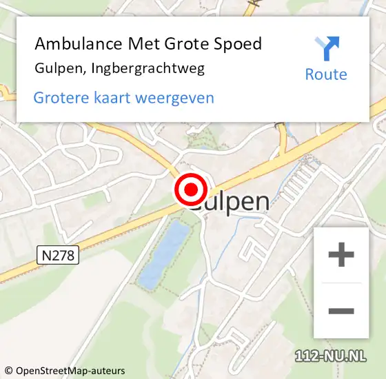Locatie op kaart van de 112 melding: Ambulance Met Grote Spoed Naar Gulpen, Ingbergrachtweg op 20 juni 2014 01:04