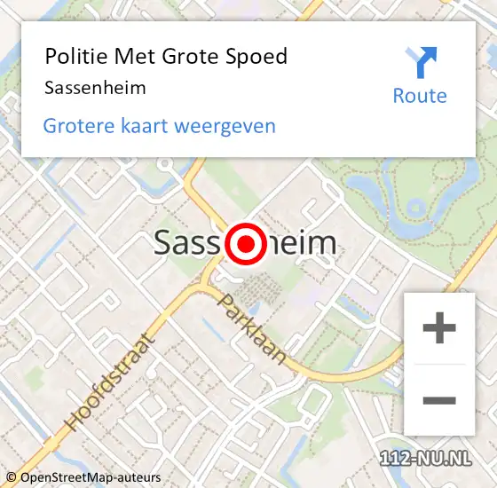 Locatie op kaart van de 112 melding: Politie Met Grote Spoed Naar Sassenheim op 17 augustus 2021 14:15