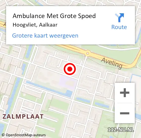 Locatie op kaart van de 112 melding: Ambulance Met Grote Spoed Naar Hoogvliet, Aalkaar op 17 augustus 2021 14:18