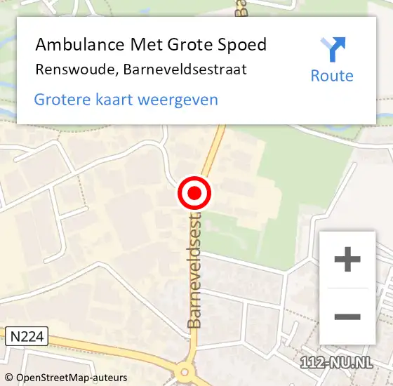 Locatie op kaart van de 112 melding: Ambulance Met Grote Spoed Naar Renswoude, Barneveldsestraat op 17 augustus 2021 14:30