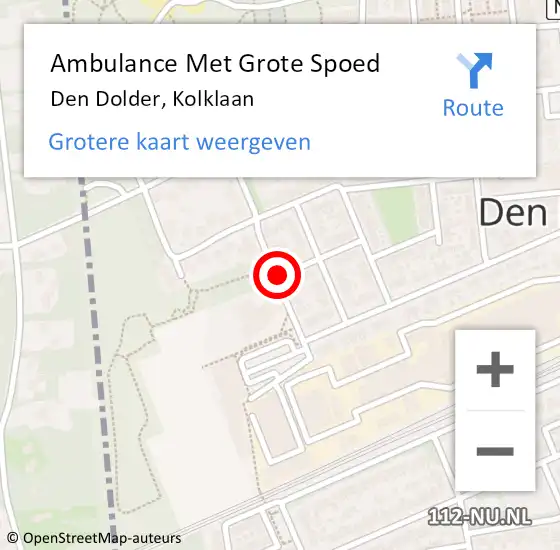 Locatie op kaart van de 112 melding: Ambulance Met Grote Spoed Naar Den Dolder, Kolklaan op 5 oktober 2013 16:26