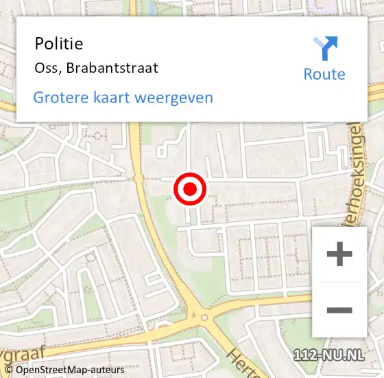 Locatie op kaart van de 112 melding: Politie Oss, Brabantstraat op 17 augustus 2021 14:37