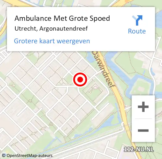 Locatie op kaart van de 112 melding: Ambulance Met Grote Spoed Naar Utrecht, Argonautendreef op 20 juni 2014 01:22