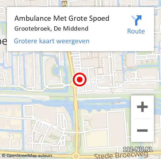 Locatie op kaart van de 112 melding: Ambulance Met Grote Spoed Naar Grootebroek, De Middend op 17 augustus 2021 15:31