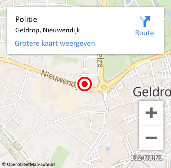 Locatie op kaart van de 112 melding: Politie Geldrop, Nieuwendijk op 17 augustus 2021 15:45