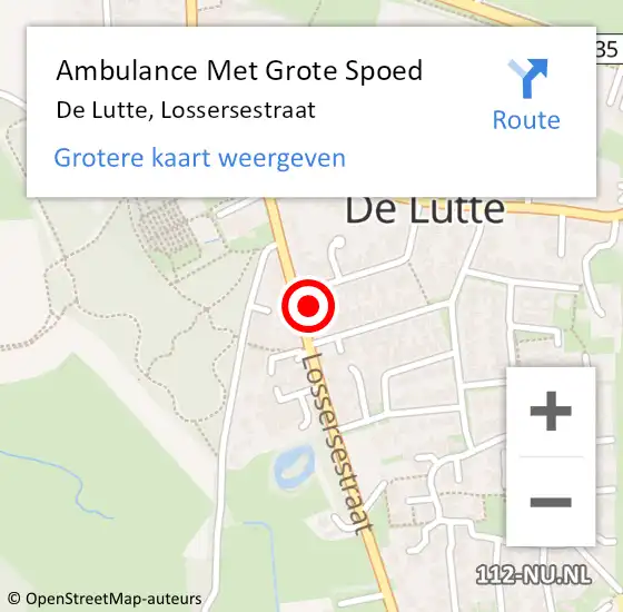 Locatie op kaart van de 112 melding: Ambulance Met Grote Spoed Naar De Lutte, Lossersestraat op 17 augustus 2021 15:55