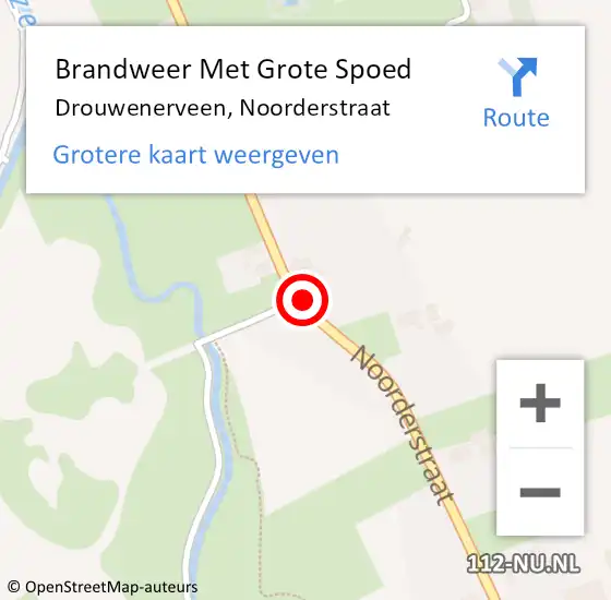 Locatie op kaart van de 112 melding: Brandweer Met Grote Spoed Naar Drouwenerveen, Noorderstraat op 17 augustus 2021 15:57