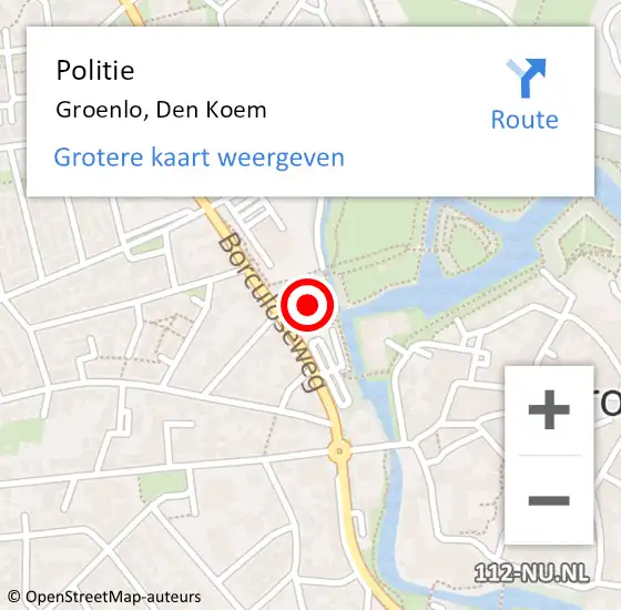 Locatie op kaart van de 112 melding: Politie Groenlo, Den Koem op 17 augustus 2021 15:59