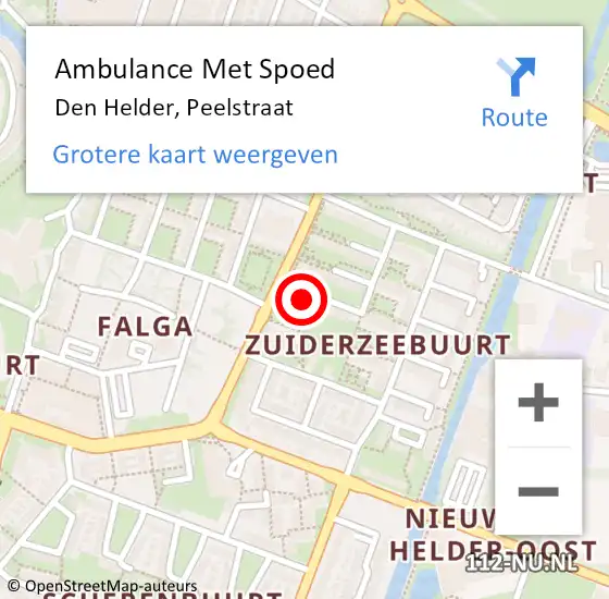 Locatie op kaart van de 112 melding: Ambulance Met Spoed Naar Den Helder, Peelstraat op 17 augustus 2021 16:23