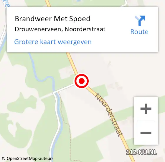 Locatie op kaart van de 112 melding: Brandweer Met Spoed Naar Drouwenerveen, Noorderstraat op 17 augustus 2021 16:38