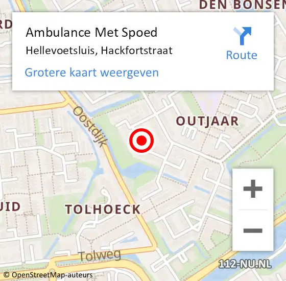 Locatie op kaart van de 112 melding: Ambulance Met Spoed Naar Hellevoetsluis, Hackfortstraat op 17 augustus 2021 16:42