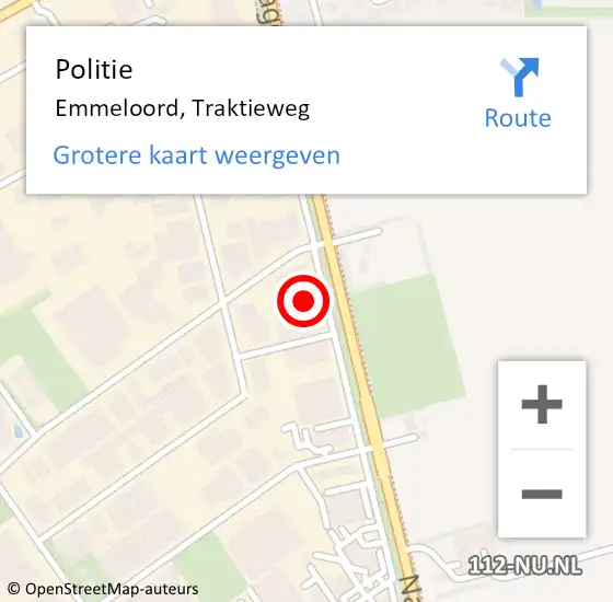 Locatie op kaart van de 112 melding: Politie Emmeloord, Traktieweg op 17 augustus 2021 16:46