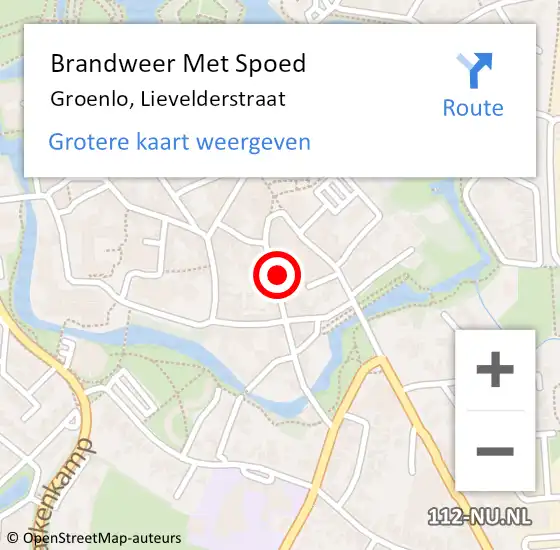 Locatie op kaart van de 112 melding: Brandweer Met Spoed Naar Groenlo, Lievelderstraat op 17 augustus 2021 16:49