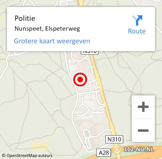 Locatie op kaart van de 112 melding: Politie Nunspeet, Elspeterweg op 17 augustus 2021 17:00