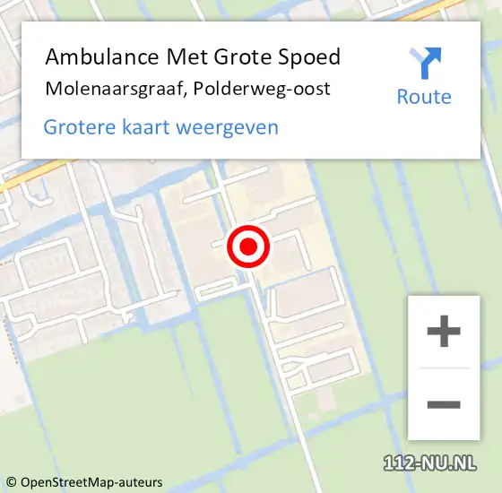 Locatie op kaart van de 112 melding: Ambulance Met Grote Spoed Naar Molenaarsgraaf, Polderweg-oost op 17 augustus 2021 17:12