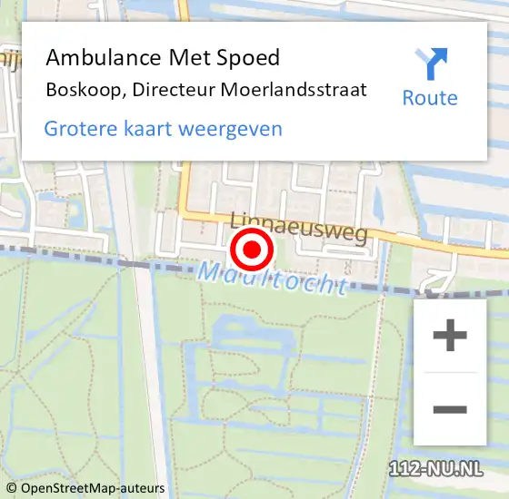 Locatie op kaart van de 112 melding: Ambulance Met Spoed Naar Boskoop, Directeur Moerlandsstraat op 17 augustus 2021 17:26