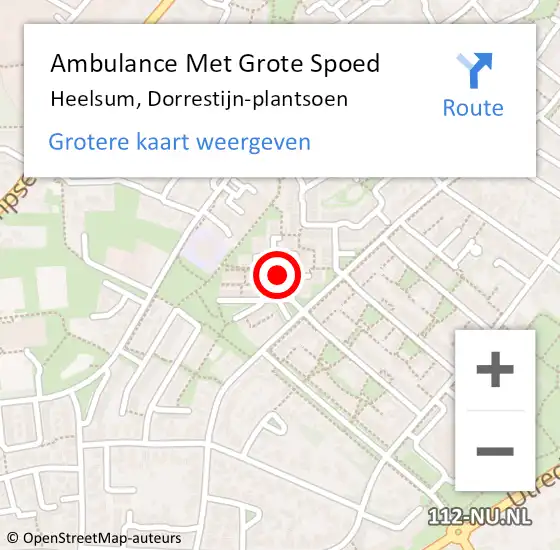 Locatie op kaart van de 112 melding: Ambulance Met Grote Spoed Naar Heelsum, Dorrestijn-plantsoen op 17 augustus 2021 17:30