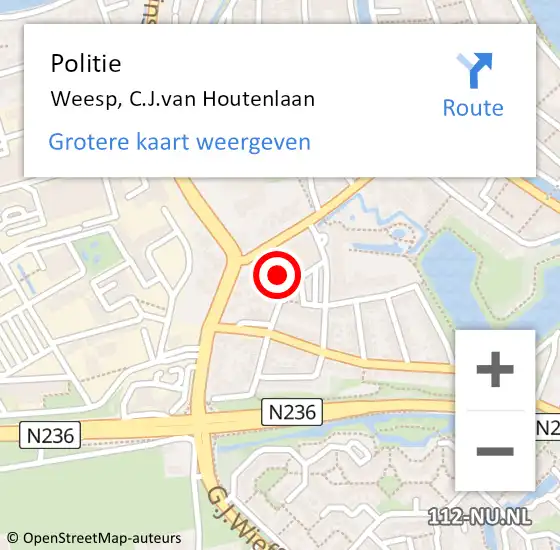 Locatie op kaart van de 112 melding: Politie Weesp, C.J.van Houtenlaan op 17 augustus 2021 17:47