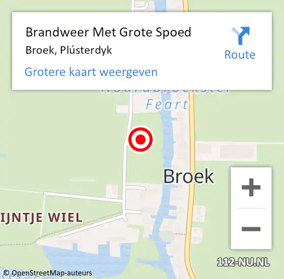 Locatie op kaart van de 112 melding: Brandweer Met Grote Spoed Naar Broek, Plústerdyk op 17 augustus 2021 18:09