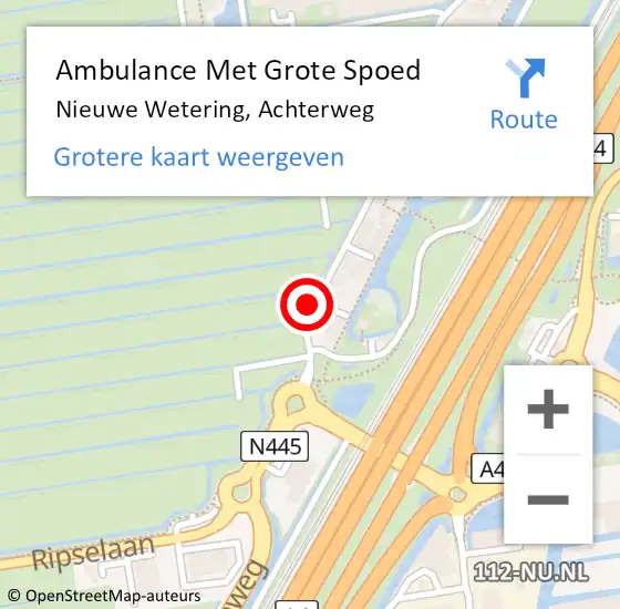 Locatie op kaart van de 112 melding: Ambulance Met Grote Spoed Naar Nieuwe Wetering, Achterweg op 17 augustus 2021 18:25