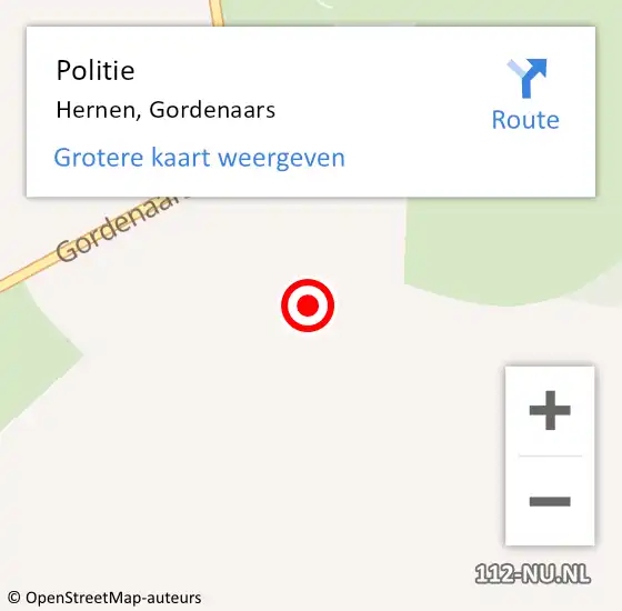 Locatie op kaart van de 112 melding: Politie Hernen, Gordenaars op 17 augustus 2021 18:28