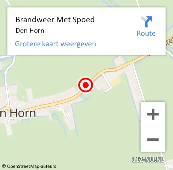 Locatie op kaart van de 112 melding: Brandweer Met Spoed Naar Den Horn op 17 augustus 2021 19:02