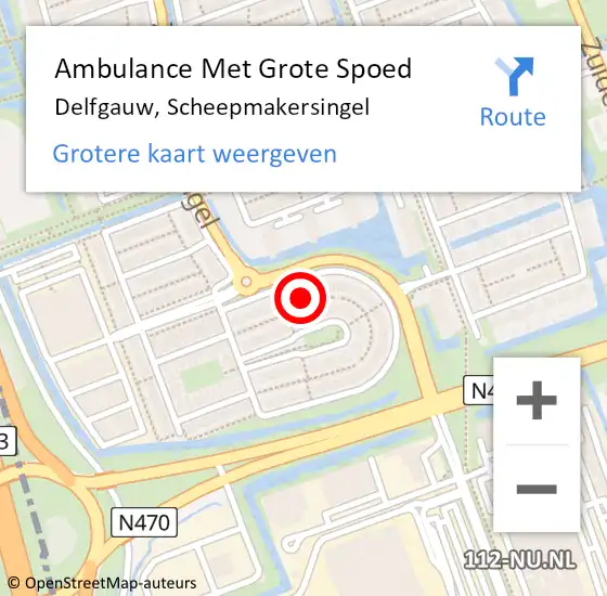 Locatie op kaart van de 112 melding: Ambulance Met Grote Spoed Naar Delfgauw, Scheepmakersingel op 17 augustus 2021 19:07