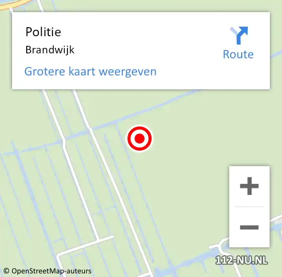 Locatie op kaart van de 112 melding: Politie Brandwijk op 17 augustus 2021 19:07