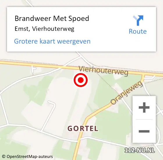 Locatie op kaart van de 112 melding: Brandweer Met Spoed Naar Emst, Vierhouterweg op 17 augustus 2021 19:38