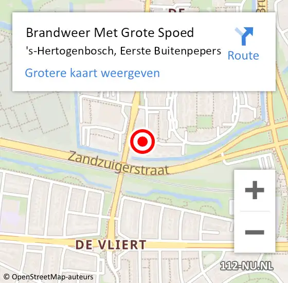 Locatie op kaart van de 112 melding: Brandweer Met Grote Spoed Naar 's-Hertogenbosch, Eerste Buitenpepers op 17 augustus 2021 19:41