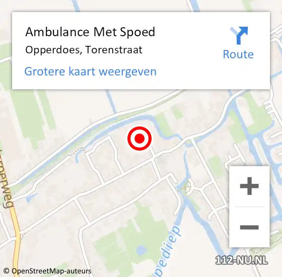 Locatie op kaart van de 112 melding: Ambulance Met Spoed Naar Opperdoes, Torenstraat op 17 augustus 2021 19:49