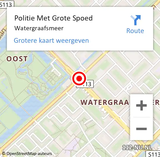 Locatie op kaart van de 112 melding: Politie Met Grote Spoed Naar Watergraafsmeer op 17 augustus 2021 19:57