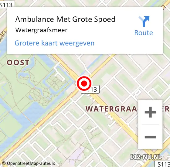 Locatie op kaart van de 112 melding: Ambulance Met Grote Spoed Naar Watergraafsmeer op 17 augustus 2021 19:58