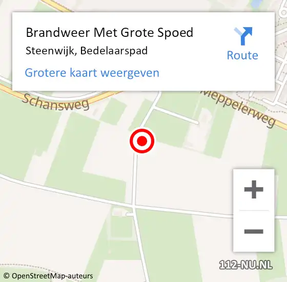 Locatie op kaart van de 112 melding: Brandweer Met Grote Spoed Naar Steenwijk, Bedelaarspad op 17 augustus 2021 20:01