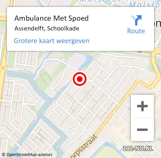 Locatie op kaart van de 112 melding: Ambulance Met Spoed Naar Assendelft, Schoolkade op 17 augustus 2021 20:04