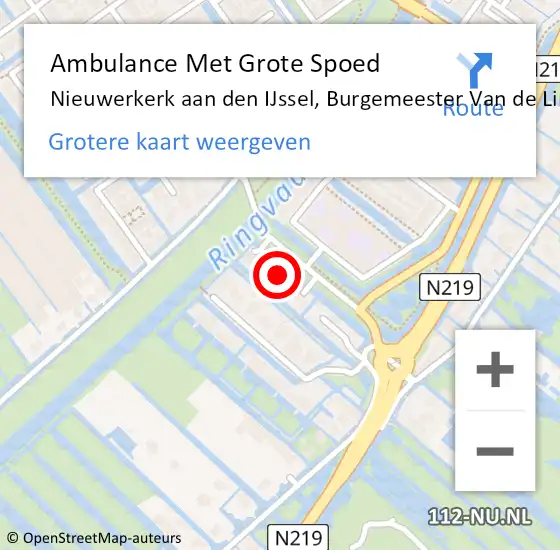 Locatie op kaart van de 112 melding: Ambulance Met Grote Spoed Naar Nieuwerkerk aan den IJssel, Burgemeester Van de Lindelaan op 17 augustus 2021 20:07