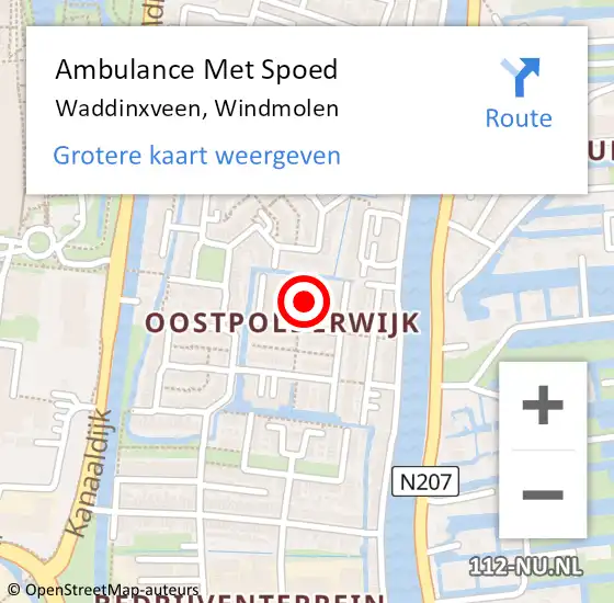 Locatie op kaart van de 112 melding: Ambulance Met Spoed Naar Waddinxveen, Windmolen op 17 augustus 2021 20:08