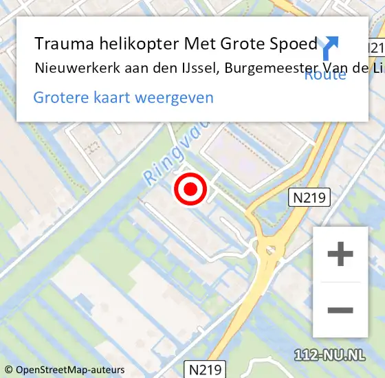 Locatie op kaart van de 112 melding: Trauma helikopter Met Grote Spoed Naar Nieuwerkerk aan den IJssel, Burgemeester Van de Lindelaan op 17 augustus 2021 20:08