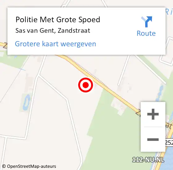 Locatie op kaart van de 112 melding: Politie Met Grote Spoed Naar Sas van Gent, Zandstraat op 17 augustus 2021 20:10