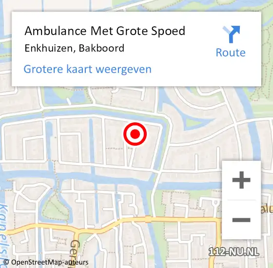 Locatie op kaart van de 112 melding: Ambulance Met Grote Spoed Naar Enkhuizen, Bakboord op 17 augustus 2021 20:44