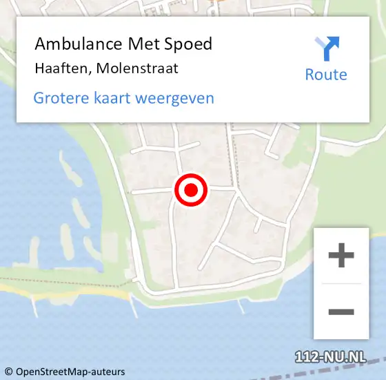 Locatie op kaart van de 112 melding: Ambulance Met Spoed Naar Haaften, Molenstraat op 17 augustus 2021 20:46