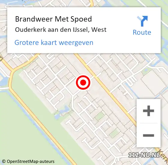 Locatie op kaart van de 112 melding: Brandweer Met Spoed Naar Ouderkerk aan den IJssel op 17 augustus 2021 20:50